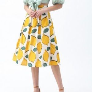 Retro Lemon Midi Skirt